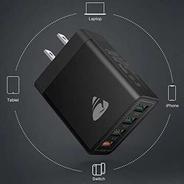 USB Wall Charger Block,Aioneus 40W 4-Port Charging Block,QC 3.0 Fast USB Wall Plug for iPhone 15/14 Max/XR/X/8/7/6,Tablets,Charging Cube with Galaxy/Note/Edge,LG,Nexus,HTC,Google Pixel,and More