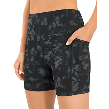 AFITNE Yoga Shorts for Women with Pockets High Waisted Printed Workout Athletic Running Shorts Biker...