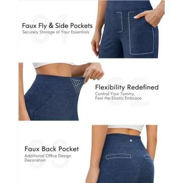 G4Free Sweatpants Womens Wide Leg Yoga Pants Pants with Pockets Lounge Pants Loose Fit Casual Sweatpants Flare Dress Pants(Navy Heather,M,31")