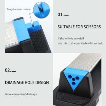 Diamond Sharpening Stone,3 Side 400/1000/6000 Grit Premium Industrial Diamond & Ceramic Whetstone Knife Sharpener Stone With Edge Grip holder and Non-slip Base
