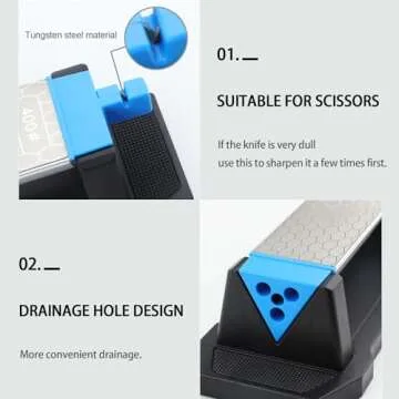Diamond Sharpening Stone,3 Side 400/1000/6000 Grit Premium Industrial Diamond & Ceramic Whetstone Knife Sharpener Stone With Edge Grip holder and Non-slip Base