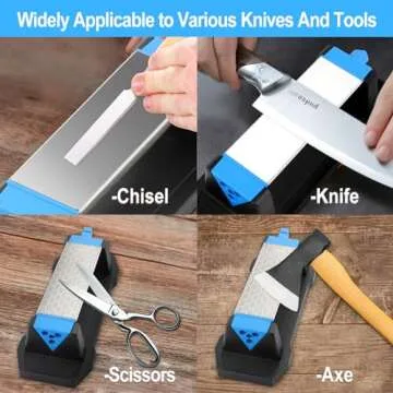 Diamond Sharpening Stone,3 Side 400/1000/6000 Grit Premium Industrial Diamond & Ceramic Whetstone Knife Sharpener Stone With Edge Grip holder and Non-slip Base