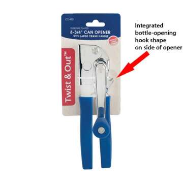 Winco CO-902 Twist & Out Chrome-Plated Can Opener 8-3/4 Inch Long, with Crank Handle