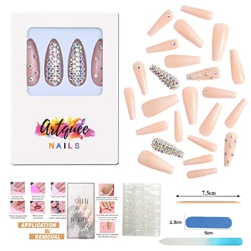 Artquee French Nude White Ballerina Press-On Nails Elegant Style