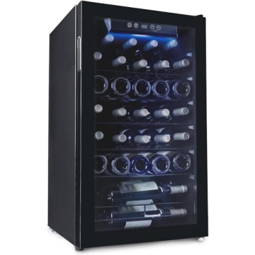 Honeywell 34 Bottle Compressor Wine Cooler Refrigerator, Large Freestanding Wine Cellar for Red, Whi...