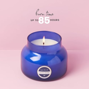 Capri Blue Signature Jar Candles - Long Lasting Soy Wax Blend - Luxury Tropical Scented Candles - Comes in Blue Decorative Glass Jar (Aloha Orchid, 19 oz)