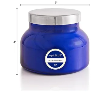 Capri Blue Signature Jar Candles - Long Lasting Soy Wax Blend - Luxury Tropical Scented Candles - Comes in Blue Decorative Glass Jar (Aloha Orchid, 19 oz)
