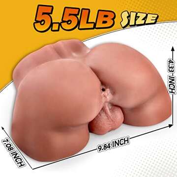 5.5LB Anal Male Masturbator with Testicles, Realistic Butt Masturbator with Plump HIPS and Tight Anus for Men Masturbation, Goyha Male Sex Toy for Gay Sex Black