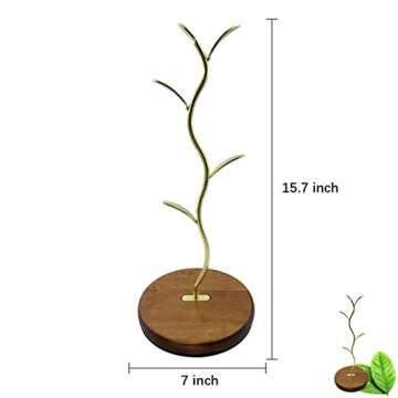 PROFECTUS Mug Holder, 16-inch Wooden Base Mug Holder Stand,Tea Cup Storage Rack Countertop,Suitable ...