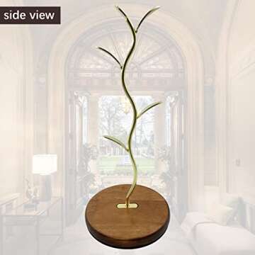 PROFECTUS Mug Holder, 16-inch Wooden Base Mug Holder Stand,Tea Cup Storage Rack Countertop,Suitable for Decoration of Cafe and Kitchen Accessories