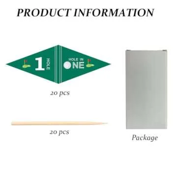 VOWFOO Golf Themed Toothpick Flags, 20 PCS Hole In One 1st Birthday Golf Cocktail Picks Mini Stick C...