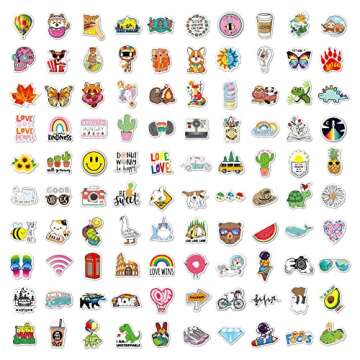 EVIESKENT Aesthetic Vsco Stickers, 100PCS Vinyl Waterproof Stickers for Water Bottles Laptop Skateboard Computer Phone,Cute Stickers Pack for Kids Teens Girls