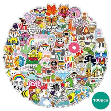 EVIESKENT Aesthetic Vsco Stickers, 100PCS Vinyl Waterproof Stickers for Water Bottles Laptop Skateboard Computer Phone,Cute Stickers Pack for Kids Teens Girls