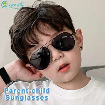 Creamily Kids Aviator Sunglasses For Boys Girls Children Toddler Age 2-9 Kids Sunglasses Polarized U...