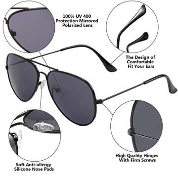 Creamily Kids Aviator Sunglasses For Boys Girls Children Toddler Age 2-9 Kids Sunglasses Polarized UV Protection (Black/Smoke)