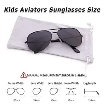 Creamily Kids Aviator Sunglasses For Boys Girls Children Toddler Age 2-9 Kids Sunglasses Polarized UV Protection (Black/Smoke)