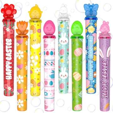 80PCS Easter Bubble Wands for Kids Easter Party Favors, Mini Easter Bubble Wands for Easter Basket S...