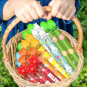 80PCS Easter Bubble Wands for Kids Easter Party Favors, Mini Easter Bubble Wands for Easter Basket Stuffers, Classroom Prizes Supplies, Goodies Bag Fillers, Easter Party Favors,8 Designs