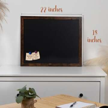 Loddie Doddie Magnetic Chalkboard for Kitchen & Wall Decor - 18" x 22" Rustic Frame - Hanging Magnetic Blackboard
