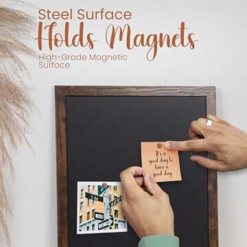 Loddie Doddie Magnetic Chalkboard for Kitchen & Wall Decor - 18" x 22" Rustic Frame - Hanging Magnetic Blackboard