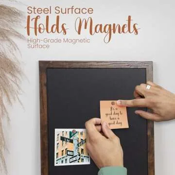 Loddie Doddie Magnetic Chalkboard for Kitchen & Wall Decor - 18" x 22" Rustic Frame - Hanging Magnetic Blackboard