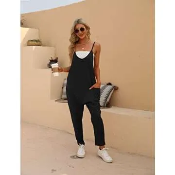 SeekMe Women's Stylish V Neck Jumpsuit with Pockets