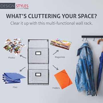 Organize with Designstyles Two Tier Wall File Holder