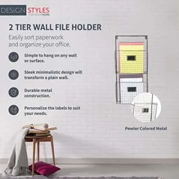Organize with Designstyles Two Tier Wall File Holder