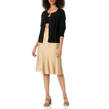 The Drop Women's Maya Silky Slip Skirt, Stone, S