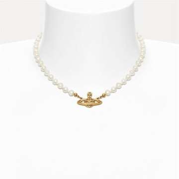 Faux Pearl Necklace Saturn Pendant Necklace Gold Planet Pearl Choker Rhinestone Pearl Necklace for Women