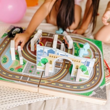 Melissa & Doug Take-Along Wooden Town Playset for Kids