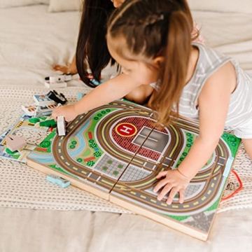 Melissa & Doug Take-Along Wooden Town Playset for Kids