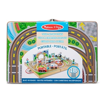 Melissa & Doug Take-Along Wooden Town Playset for Kids