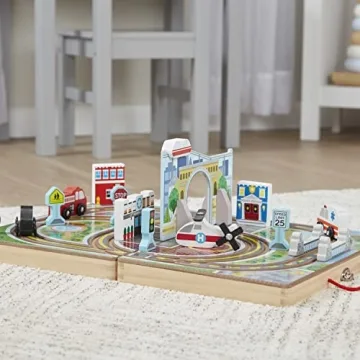 Melissa & Doug Take-Along Wooden Town Playset for Kids