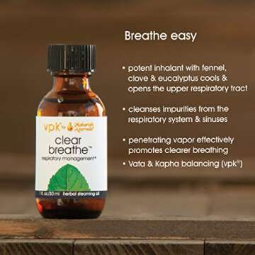 Maharishi Ayurveda - Clear Breathe Respiratory Management Herbal Steaming Oil | Natural Inhalant with Eucalyptus Fennel & Clove | Soothe Your Respiratory Tract & Breathe Easy (1oz - 30ml)
