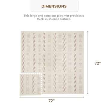 CHILDLIKE BEHAVIOR XXL Baby Play Mats, 72”x72” Puzzle with 9 Foam Tiles, Crawling Mat with Interlocking Tiles, 24”x24” Puzzle Mat Pieces, Neutral Playmat for Toddlers & Infants Play Pen - Beige