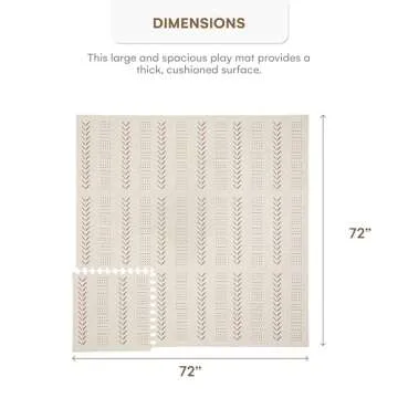 CHILDLIKE BEHAVIOR XXL Baby Play Mats, 72”x72” Puzzle with 9 Foam Tiles, Crawling Mat with Interlocking Tiles, 24”x24” Puzzle Mat Pieces, Neutral Playmat for Toddlers & Infants Play Pen - Beige