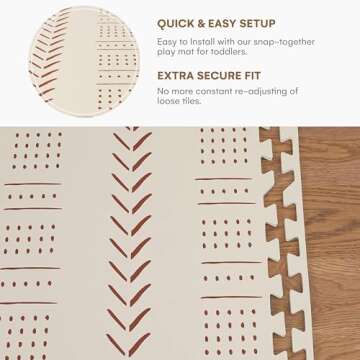 CHILDLIKE BEHAVIOR XXL Baby Play Mats, 72”x72” Puzzle with 9 Foam Tiles, Crawling Mat with Interlocking Tiles, 24”x24” Puzzle Mat Pieces, Neutral Playmat for Toddlers & Infants Play Pen - Beige