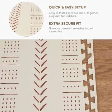 CHILDLIKE BEHAVIOR XXL Baby Play Mats, 72”x72” Puzzle with 9 Foam Tiles, Crawling Mat with Interlocking Tiles, 24”x24” Puzzle Mat Pieces, Neutral Playmat for Toddlers & Infants Play Pen - Beige