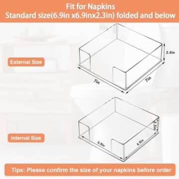 Acrylic Cocktail Napkin Holder, Acrylic Luncheon Napkins Holder for Table and Kitchen, Table Top Nap...