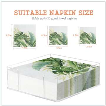Acrylic Cocktail Napkin Holder, Acrylic Luncheon Napkins Holder for Table and Kitchen, Table Top Napkin Holders, Napkin Tray for for Bathroom, Kitchen, Parties, Weddings, Events 7 x 7 inches