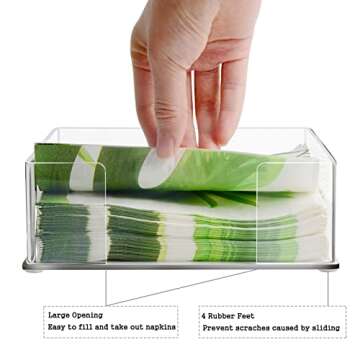 Acrylic Cocktail Napkin Holder, Acrylic Luncheon Napkins Holder for Table and Kitchen, Table Top Napkin Holders, Napkin Tray for for Bathroom, Kitchen, Parties, Weddings, Events 7 x 7 inches