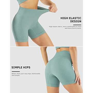 Women’s Workout Running Shorts High Waist Tummy Control Athletic Gym Yoga Lounge Shorts (N08M-HeiBaiLan)