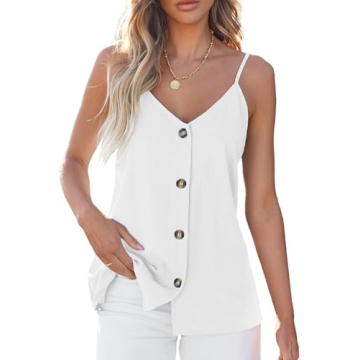 BLENCOT Lightweight Summer Button-Up V Neck Tank Tops