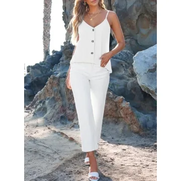 BLENCOT Lightweight Summer Button-Up V Neck Tank Tops