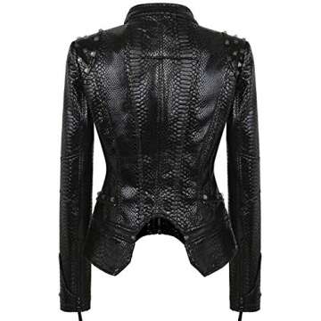 Chouyatou Women's Fashion Snake Print Moto Jacket