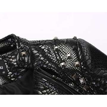 Chouyatou Women's Fashion Snake Print Moto Jacket