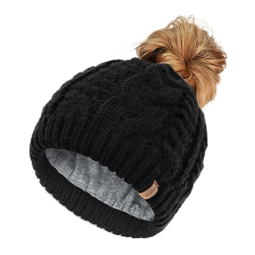 FURTALK Women’s Ponytail Beanie - Cotton Lined Winter Hat