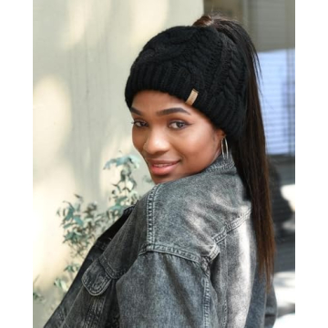 Ponytail Beanie for Women - FURTALK Knit Hat