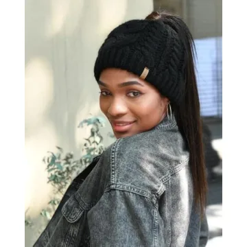 Ponytail Beanie for Women - FURTALK Knit Hat